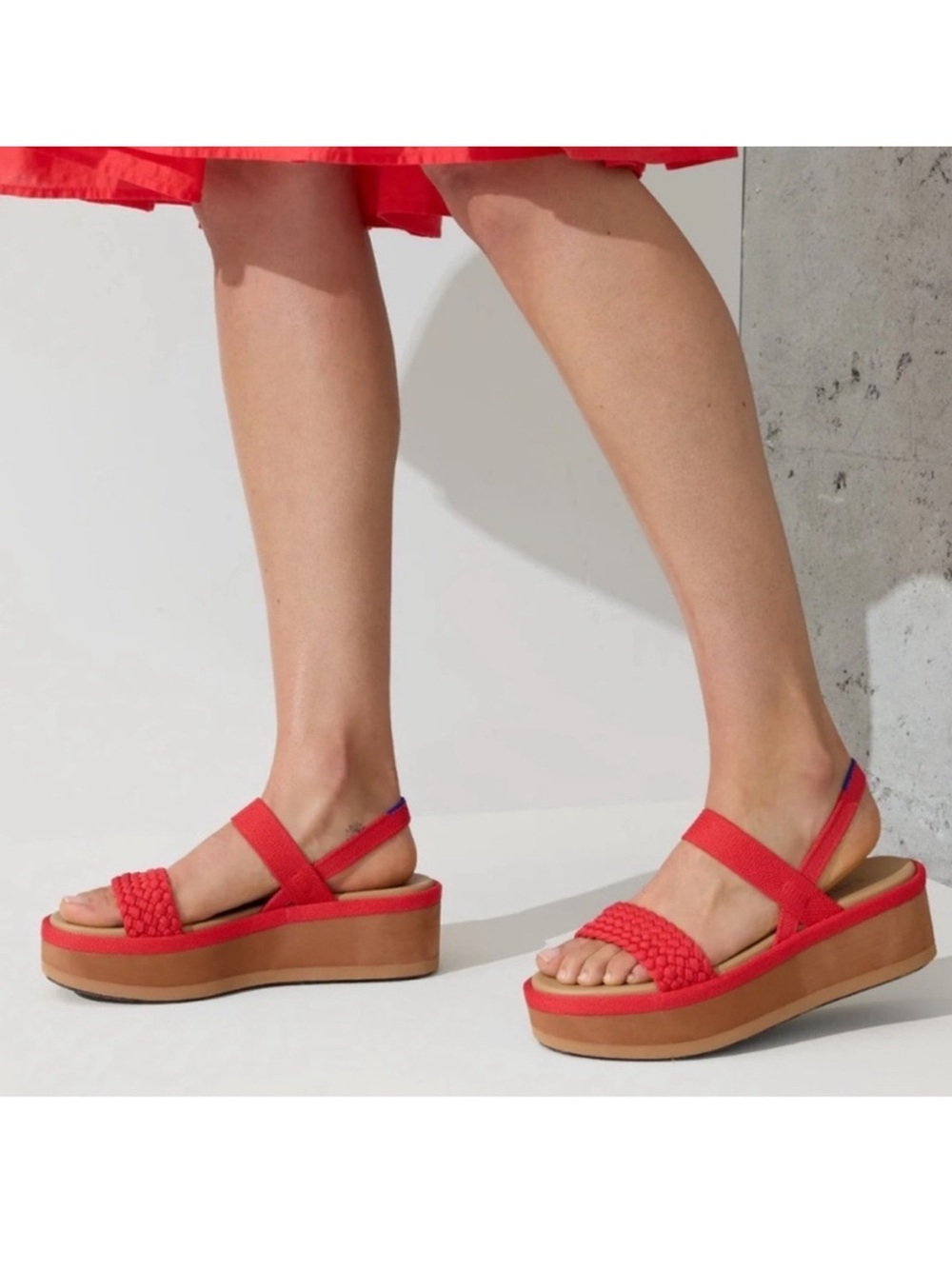 Women’s Rothy’s Red Platform Woven Strap Sandals